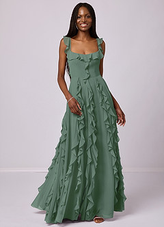 Barbie ♥ Azazie Bridesmaid Dresses Eucalyptus A-Line with Pockets Chiffon Dress image9