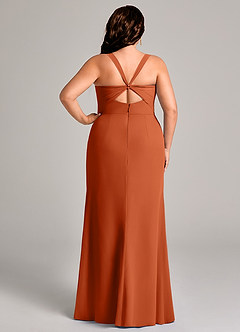 Azazie Mero Brautjungfernkleider Etui Plissee Chiffon Kleid Gebranntes Orange image10