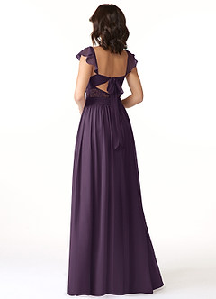 Azazie Lissa Bridesmaid Dresses Plum A-Line Lace Chiffon Dress image5