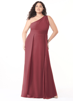 Azazie Dallas Bridesmaid Dresses Merlot A-Line One Shoulder Chiffon Dress image6