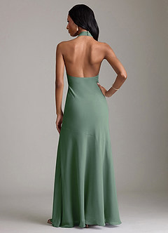 Azazie Lorena Bridesmaid Dresses Eucalyptus Mermaid Pleated Chiffon Dress image2
