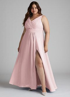 Azazie Karina Bridesmaid Dresses Blushing Pink A-Line Pleated Chiffon Dress image6