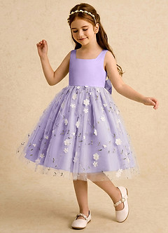 Azazie Bean Flower Girl Dresses Lilac Ball-Gown Bow Tulle Dress image4