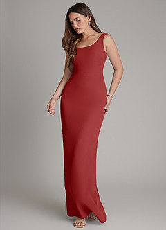 Azazie Hadley Brautjungfernkleider Meerjungfrau-Linie Plissee Chiffon Kleid Rost image4