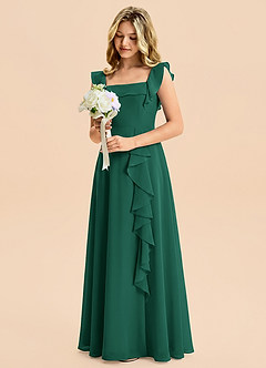 Azazie Nori Junior Emerald A-Line Ruched Chiffon Dress image5