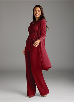 Azazie Florida Mother of the Bride Dresses Burgundy Jumpsuit/Pantsuit Sequins Chiffon Dress image7