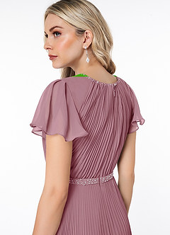 Azazie Kara Modest Bridesmaid Dresses A-Line Pleated Chiffon Floor-Length Dress image6