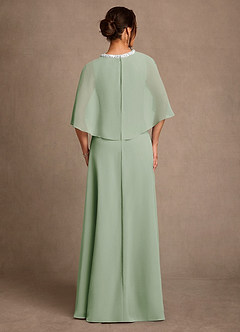 Azazie Winnifred Mère de la mariée Robes Robe Trapèze en Mousseline de soie Perlé Vert Sauge image3