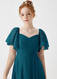 Azazie Chloe Junior Ink Blue A-Line Sweetheart Neckline Chiffon Dress image6