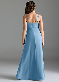 Azazie Leo Junior Steel Blue Mermaid Pleated Chiffon Dress image2