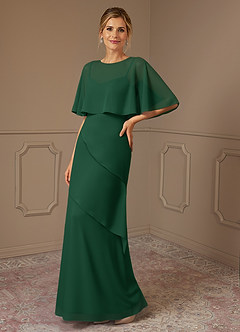 Azazie Bowie Kleider für die Brautmutter A-Linie Chiffon Kleid Dunkelgrün image1