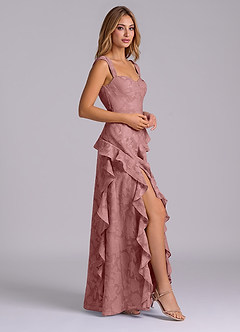 Azazie Sloane Bridesmaid Dresses Dusty Rose A-Line Sweetheart Neckline Floral Burnout Dress image5