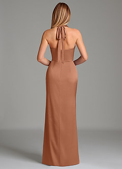 Azazie Serenity Robes de demoiselle d'honneur Robe Sirène en Satin extensible Décolleté en cœur Bronze image6