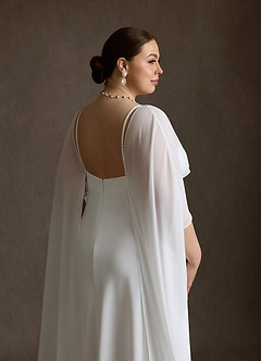 Azazie Caity Rochii de mireasă Croială evazată Crepe Back Satin Lungime până la podea Rochie image11