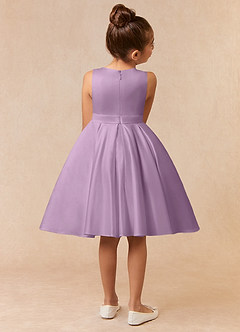 Azazie Coco Blumenmädchenkleider A-Linie Schleifen Matte Satin Kleid Blauregen image4