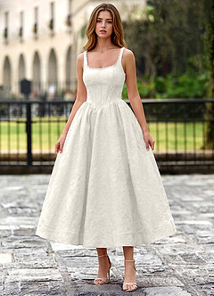 Sephone Cream Beading Rhinestone Jacquard Maxi Dress image6