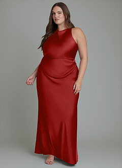 Azazie Evadne Robes de demoiselle d'honneur Robe Fourreau en Satin extensible Plissé Grenade image12