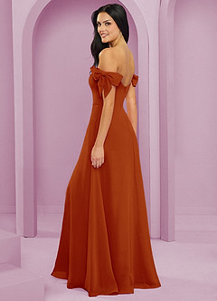 Barbie ♥ Azazie Robes de demoiselle d'honneur Robe Trapèze Convertible en Mousseline de soie Épaule décolletée Paprika image6