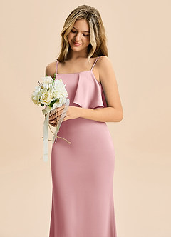 Azazie Galene Junior Abito Sirena in Raso Elasticizzato Rosa Polverosa image5