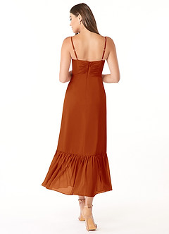 Azazie Justina Bridesmaid Dresses Paprika A-Line Sweetheart Neckline Chiffon Dress image2