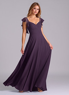 Azazie Leilani Bridesmaid Dresses Plum A-Line Pleated Chiffon Dress image3