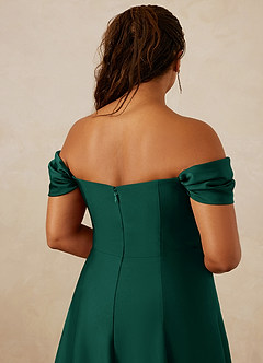 Christian Siriano Bridal for Azazie 1002 Bridesmaid Dresses Emerald A-Line Off the Shoulder Stretch Satin Convertible Dress image14