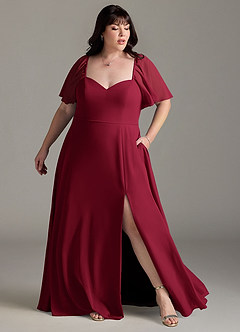 Azazie Chloe Bridesmaid Dresses Burgundy A-Line Sweetheart Neckline Chiffon Dress image9