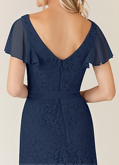 Azazie Knox Mother of the Bride Dresses Dark Navy A-Line V-Neck Chiffon Dress image6