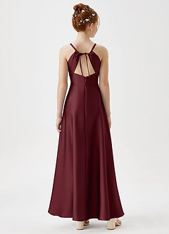Azazie Avelina Junior Cabernet A-Line Pleated Stretch Satin Dress image6