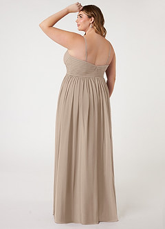 Azazie Alia Brautjungfernkleider A-Linie Plissee Chiffon Kleid Taupe image9