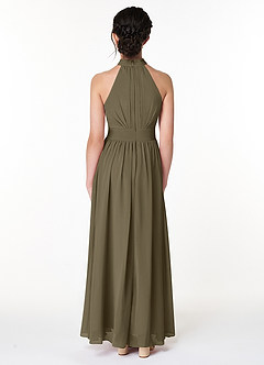 Azazie Iman Junior Willow Green A-Line Pleated Chiffon Dress image2