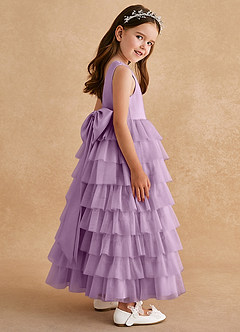 Azazie Twinkle Toes vestidos de niña de las flores Vestido de Glicinia de Tul de Corte En A con Lazo image5