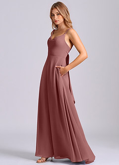 Azazie Beatrice Brautjungfernkleider A-Linie Herzausschnitt Chiffon Kleid Wüstenrose image5