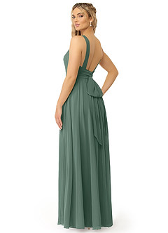 Azazie Kora Bridesmaid Dresses Sea Moss A-Line Pleated Chiffon Dress image3