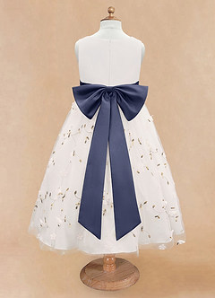 Azazie Pollie Flower Girl Dresses Ivory Stormy A-Line Bow Tulle Dress image12