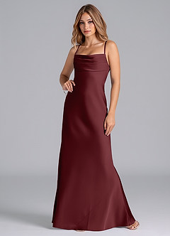 Azazie Seema Bridesmaid Dresses Cabernet Mermaid Corset Stretch Satin Dress image4