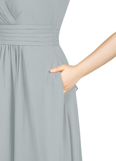Azazie Kyla Final Sale Dolphin Grey A-Line Pleated Chiffon Dress image9
