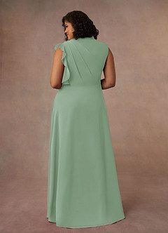 Azazie Narine Mother of the Bride Dresses Agave A-Line High Neckline Pleated Chiffon Dress image13