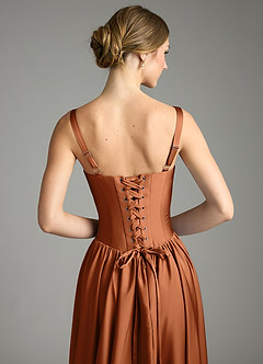 Azazie Evadina Suknie dla druhen Linia A Gorset Satyna elastyczna Do ziemi Sukienka image6