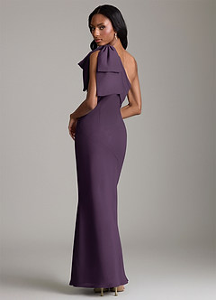 Azazie Yuanna Bridesmaid Dresses Plum Mermaid One Shoulder Chiffon Dress image2