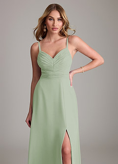 Azazie Terese Bridesmaid Dresses Dusty Sage A-Line Pleated Chiffon Dress image5