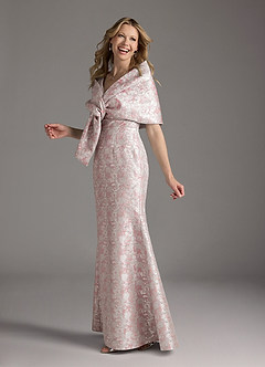 Azazie Elanor Abiti per la Madre della Sposa Abito Sirena in Jacquard 1 Plissettato Rosa Polverosa image3