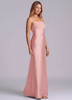 Azazie Ailanie Brudtärnklänningar Klä av Tubklänning i Stretch Satin Axelbandslös Puderrosa image4