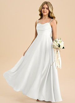 Azazie Bear Junior White A-Line Sweetheart Neckline Stretch Satin Dress image5