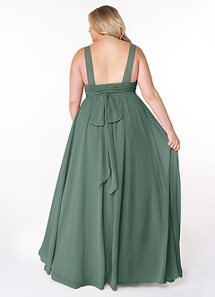 Azazie Kora Bridesmaid Dresses Sea Moss A-Line Pleated Chiffon Dress image8