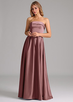 Azazie Lucienne Bridesmaid Dresses Vintage Mauve A-Line Strapless Stretch Satin Convertible Dress image4