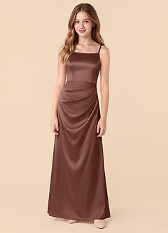 Azazie Renna Junior Robe Sirène en Satin extensible Plissée Expresso image5