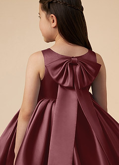 Azazie Bo Peep vestidos de niña de las flores Vestido de Rosa Del Desierto de Satin Mate de Acampanado con Lazo image5