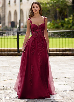 Dreamscape Burgundy A-line Prom Dress image5