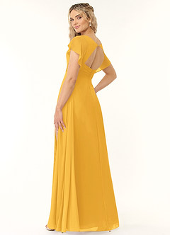 Azazie Rylee Bridesmaid Dresses Marigold A-Line Pleated Chiffon Dress image4